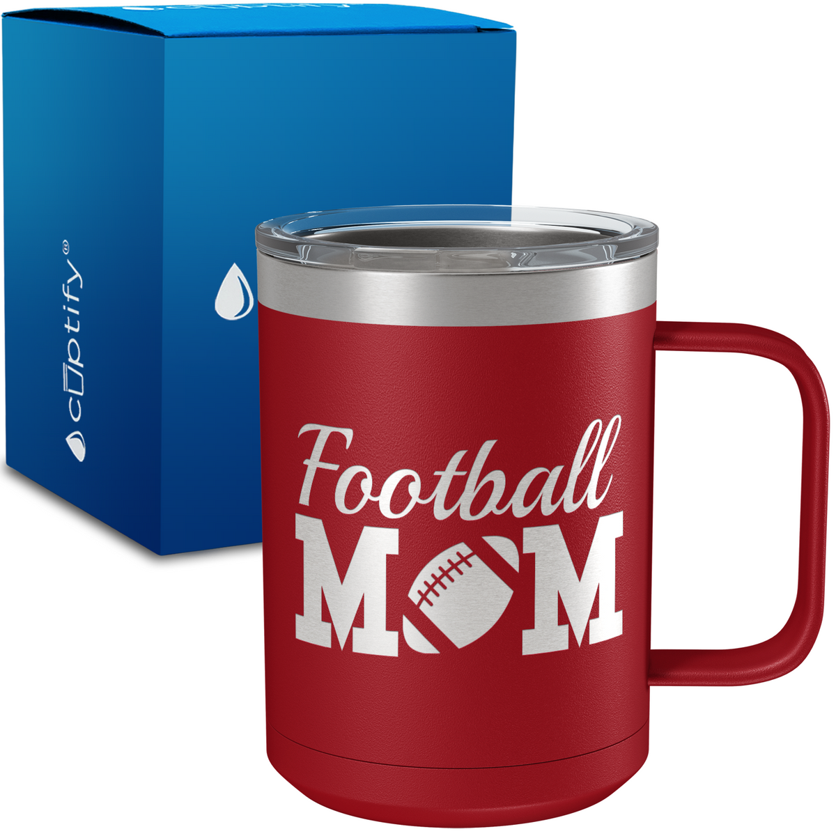 Football Mom 15oz Stainless Steel Mug