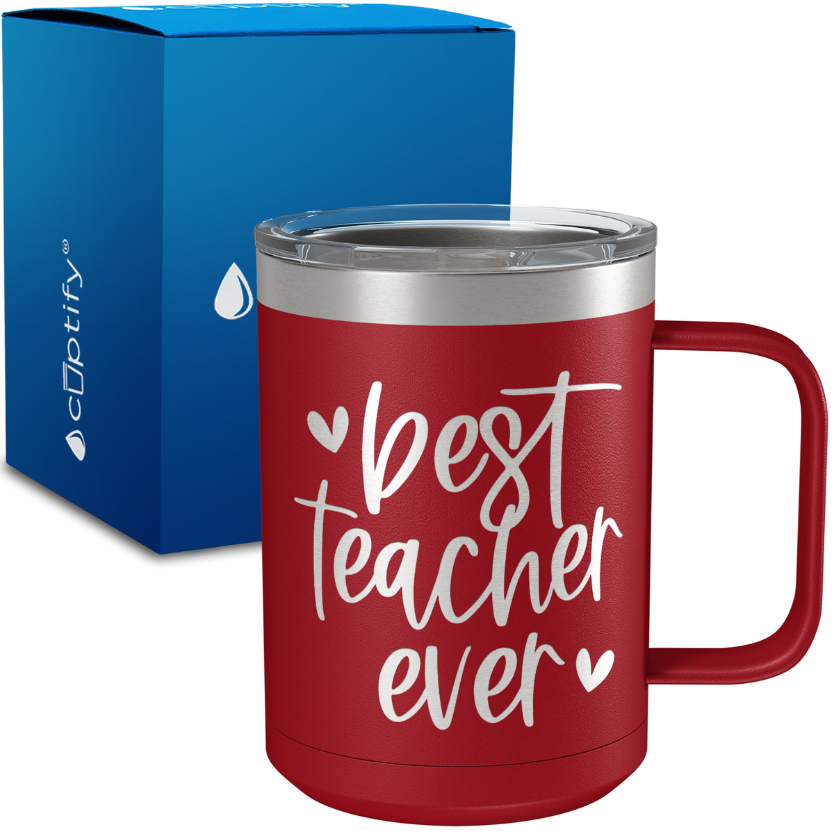 Best Teacher Ever Hearts 15oz Stainless Steel Mug