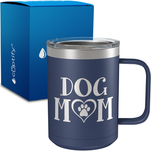 Dog Mom Heart 15oz Stainless Steel Mug