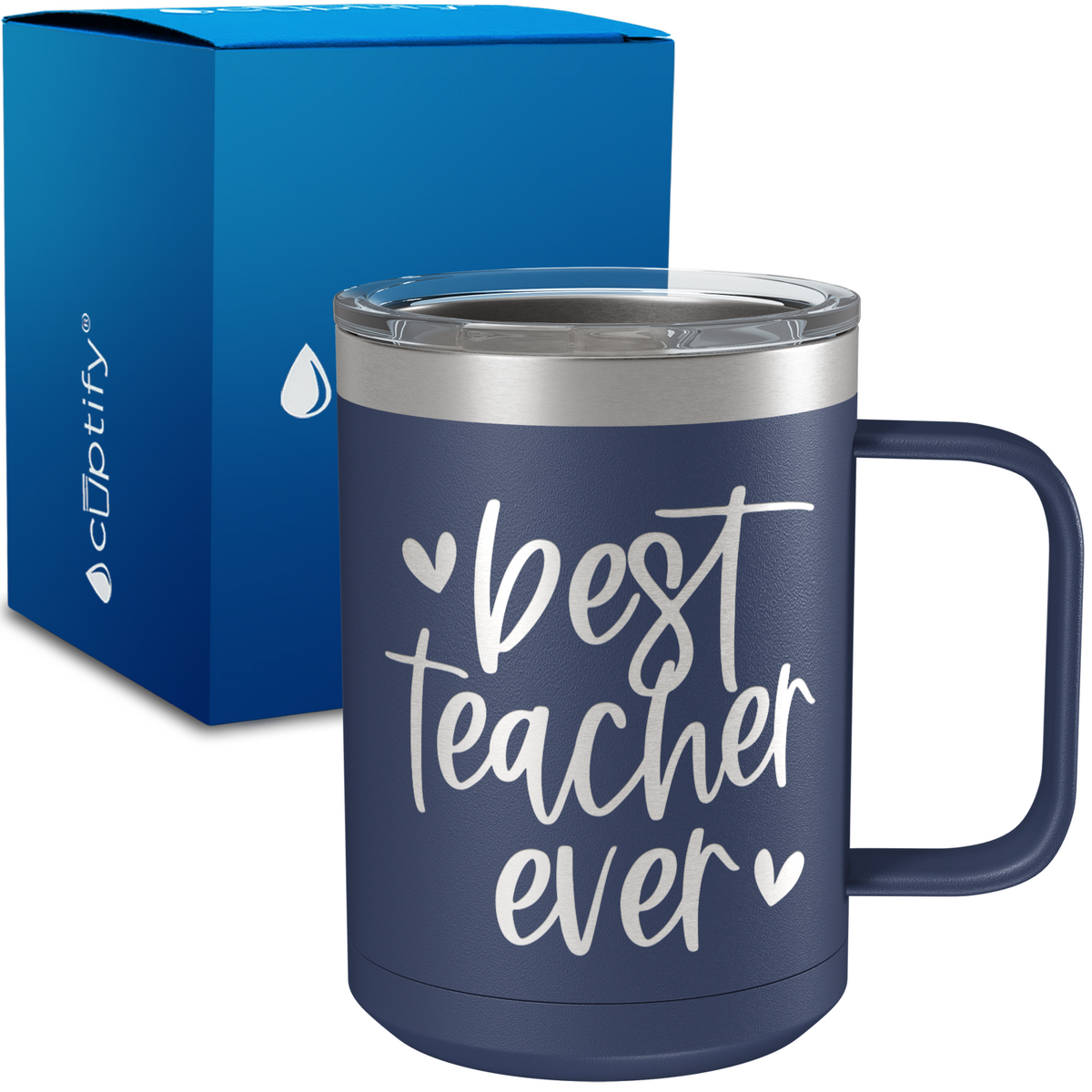 Best Teacher Ever Hearts 15oz Stainless Steel Mug