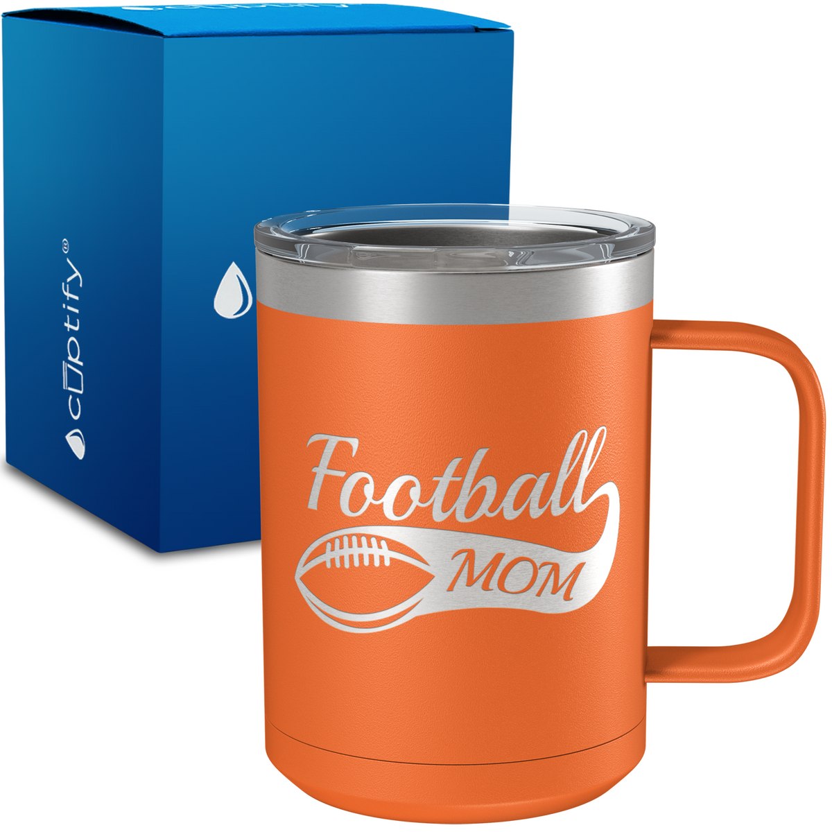 Football Mom Swoosh 15oz Stainless Steel Mug
