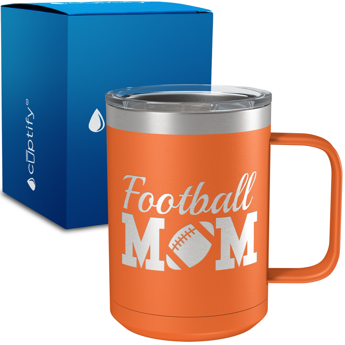 Football Mom 15oz Stainless Steel Mug