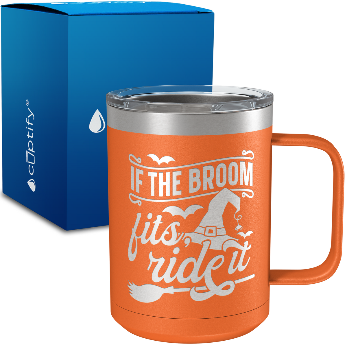 If the Broom Fits 15oz Stainless Halloween Coffee Mug
