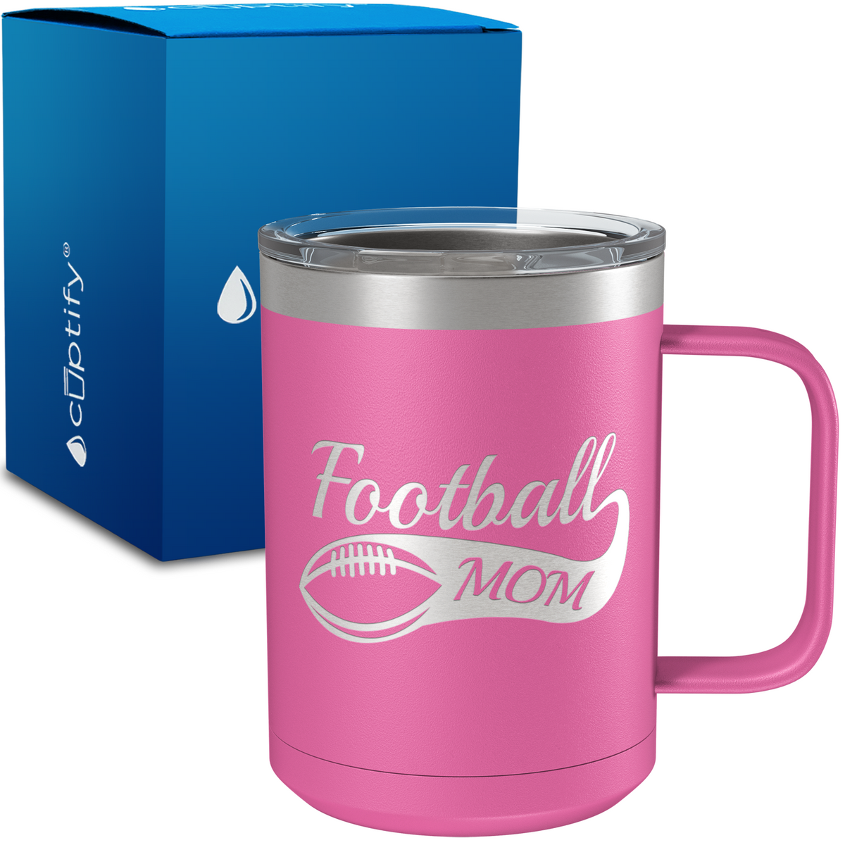 Football Mom Swoosh 15oz Stainless Steel Mug