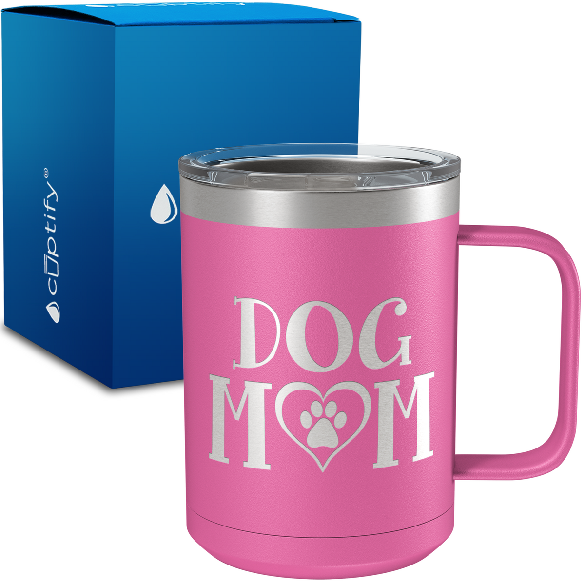 Dog Mom Heart 15oz Stainless Steel Mug