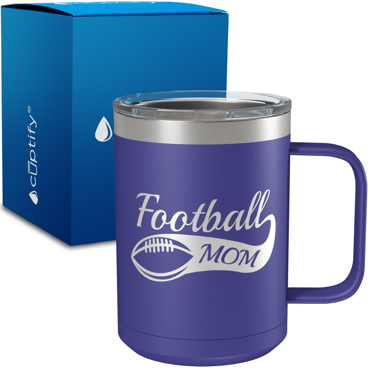 Football Mom Swoosh 15oz Stainless Steel Mug