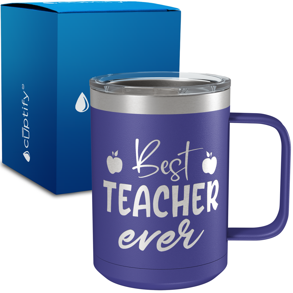Best Teacher Ever Apples 15oz Stainless Steel Mug