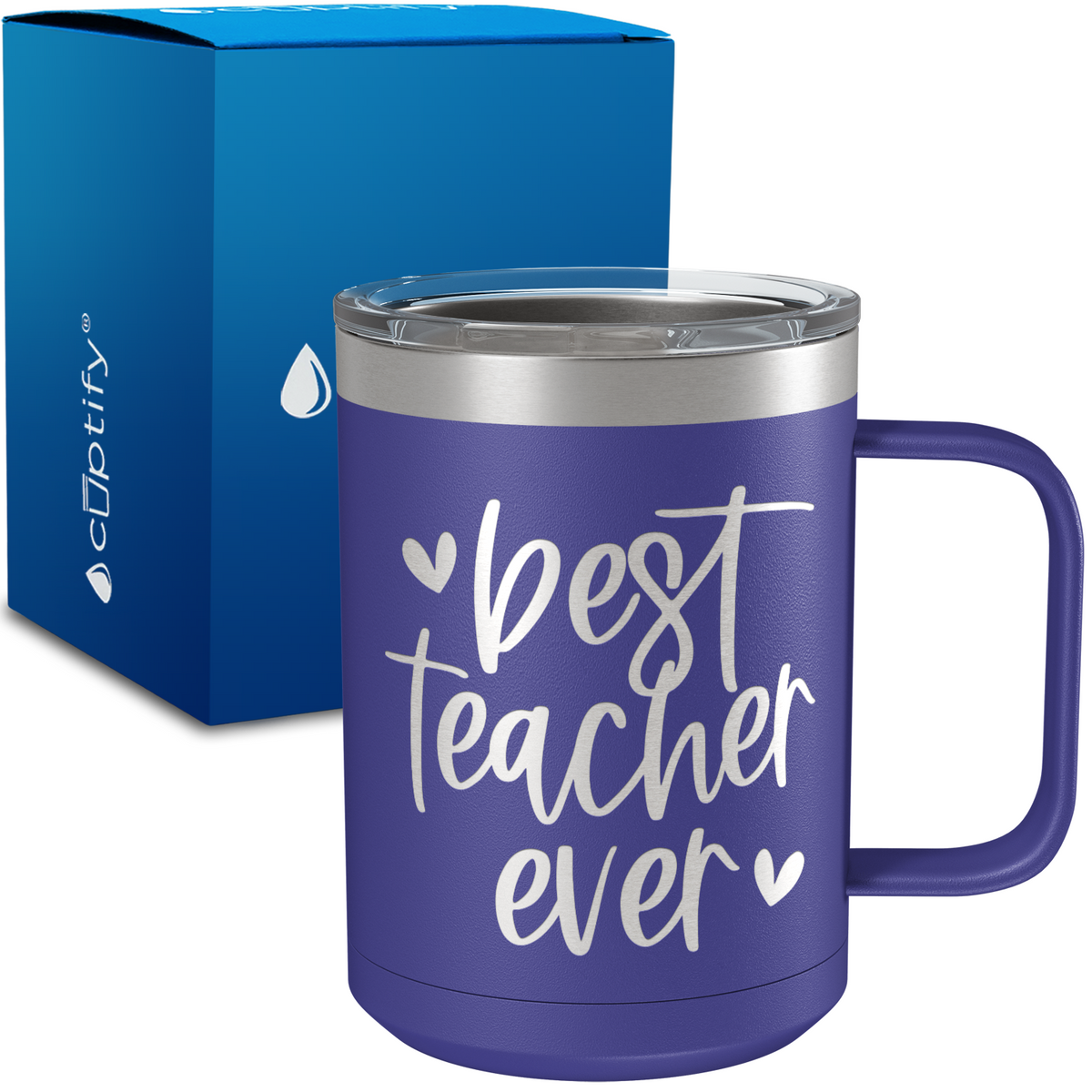 Best Teacher Ever Hearts 15oz Stainless Steel Mug