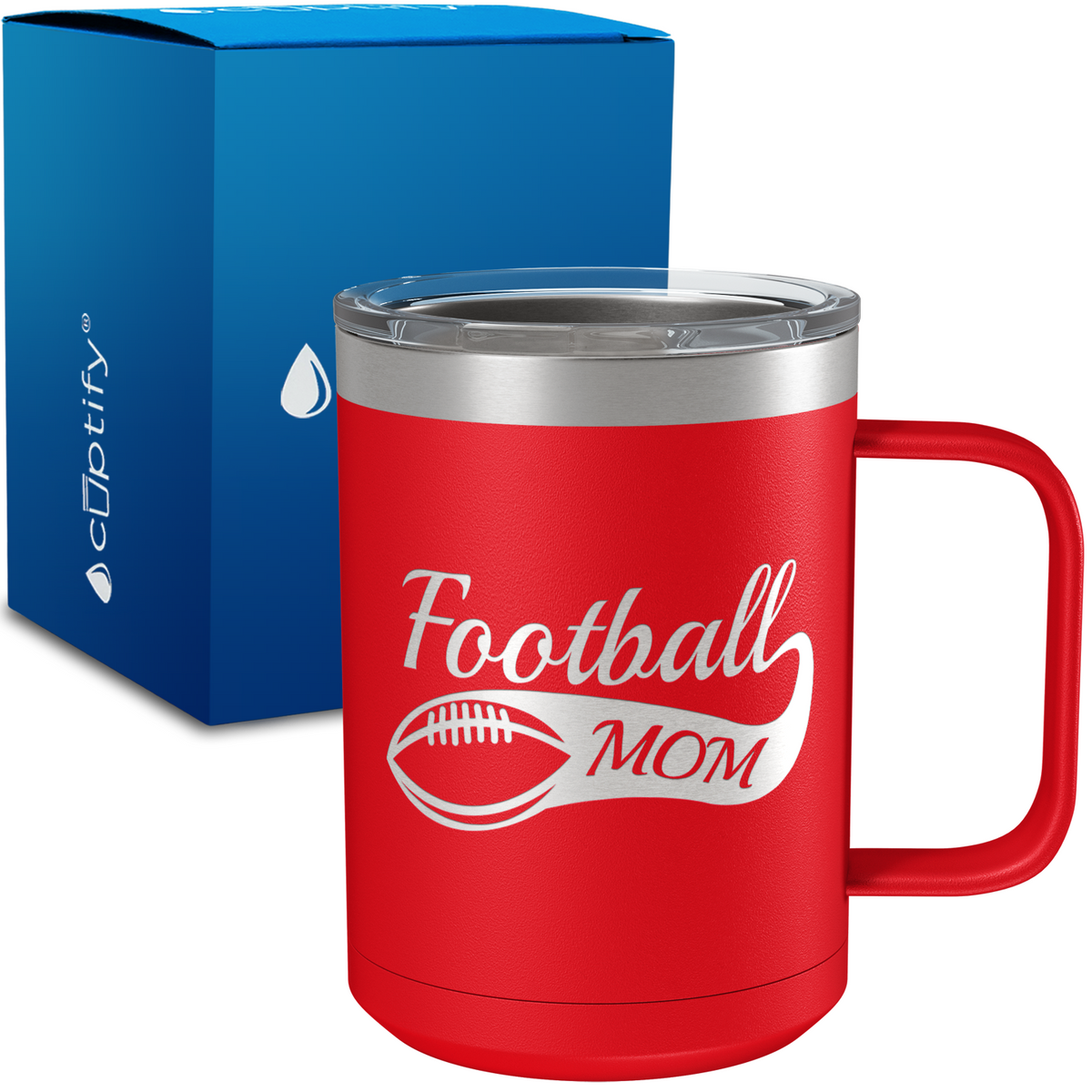 Football Mom Swoosh 15oz Stainless Steel Mug