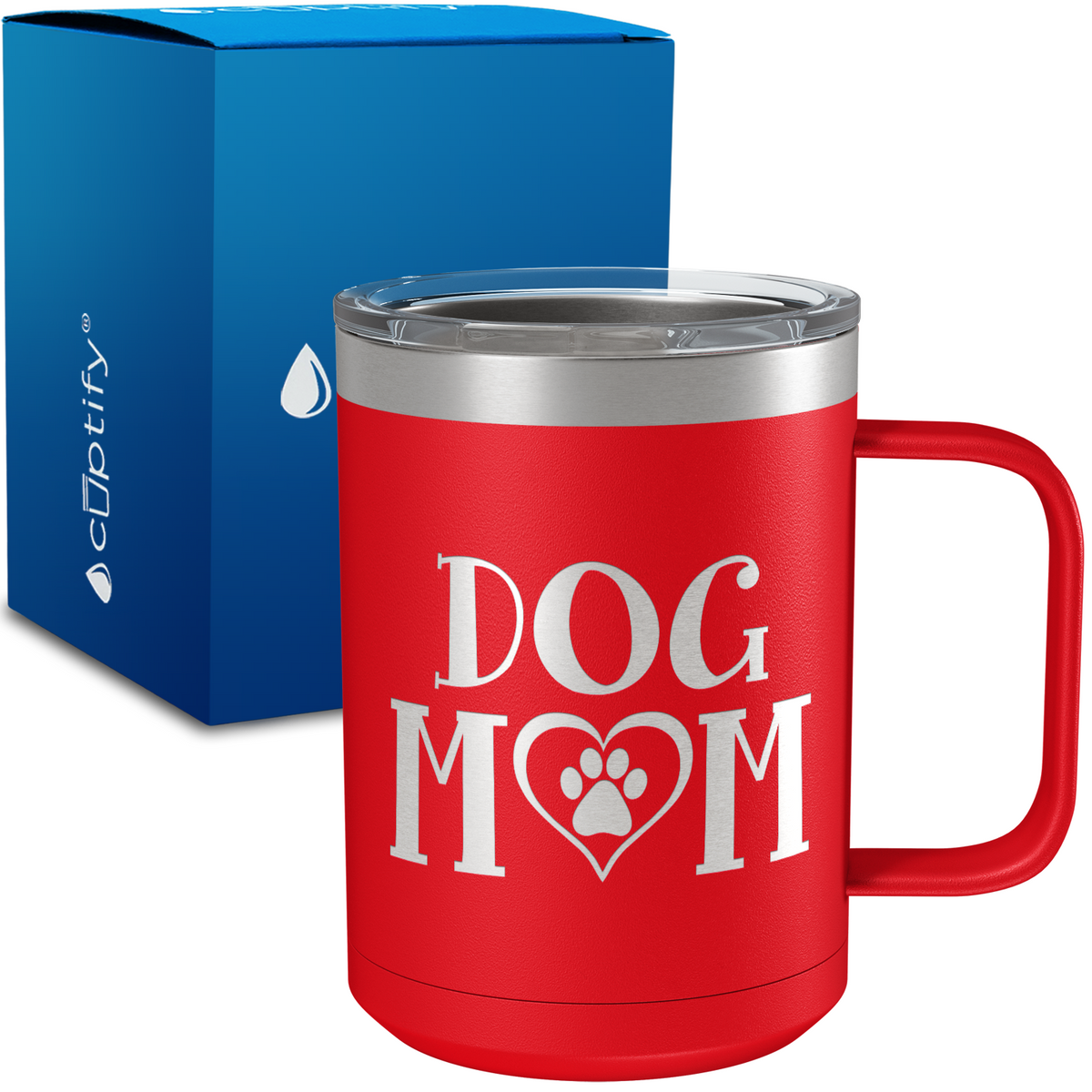 Dog Mom Heart 15oz Stainless Steel Mug