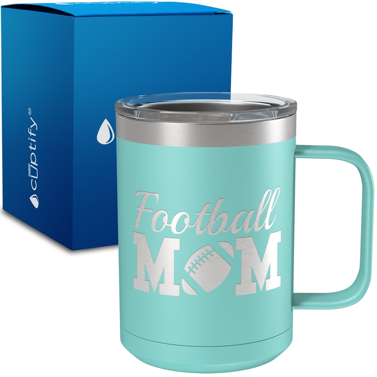 Football Mom 15oz Stainless Steel Mug