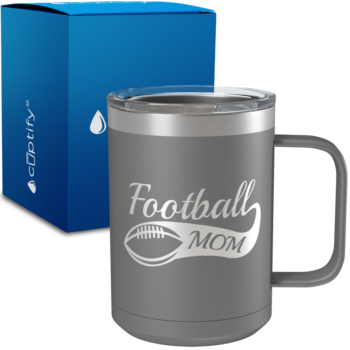 Football Mom Swoosh 15oz Stainless Steel Mug