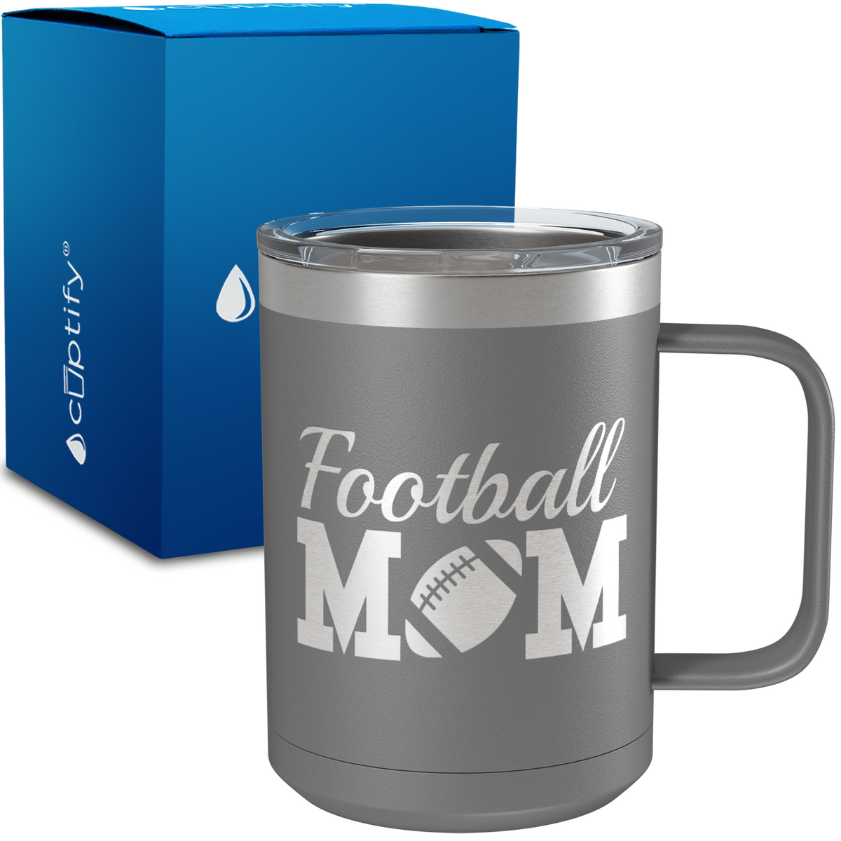Football Mom 15oz Stainless Steel Mug