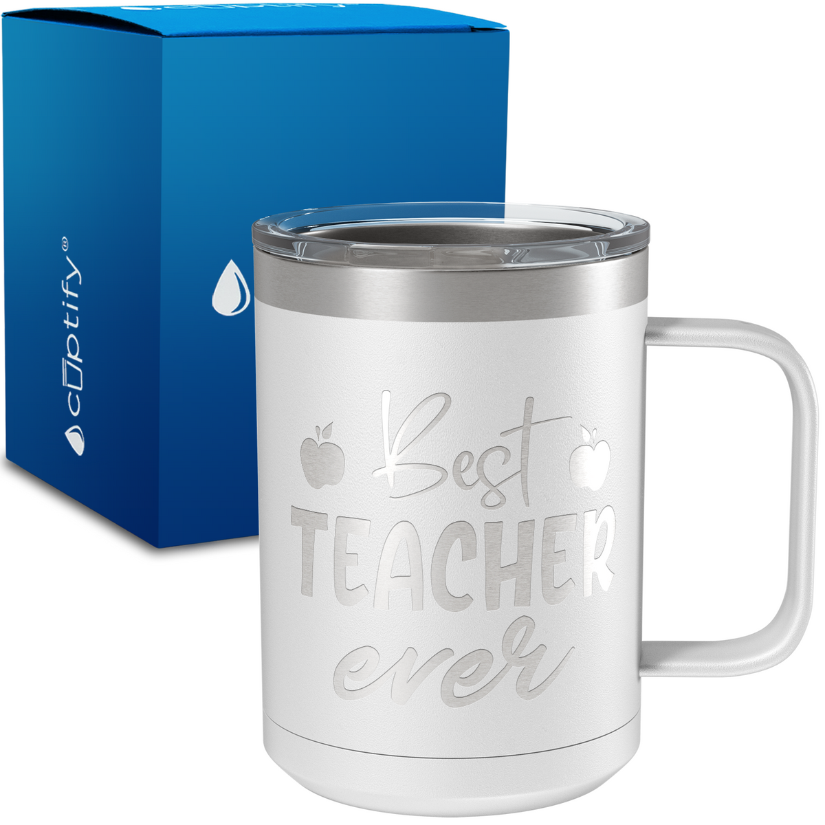 Best Teacher Ever Apples 15oz Stainless Steel Mug