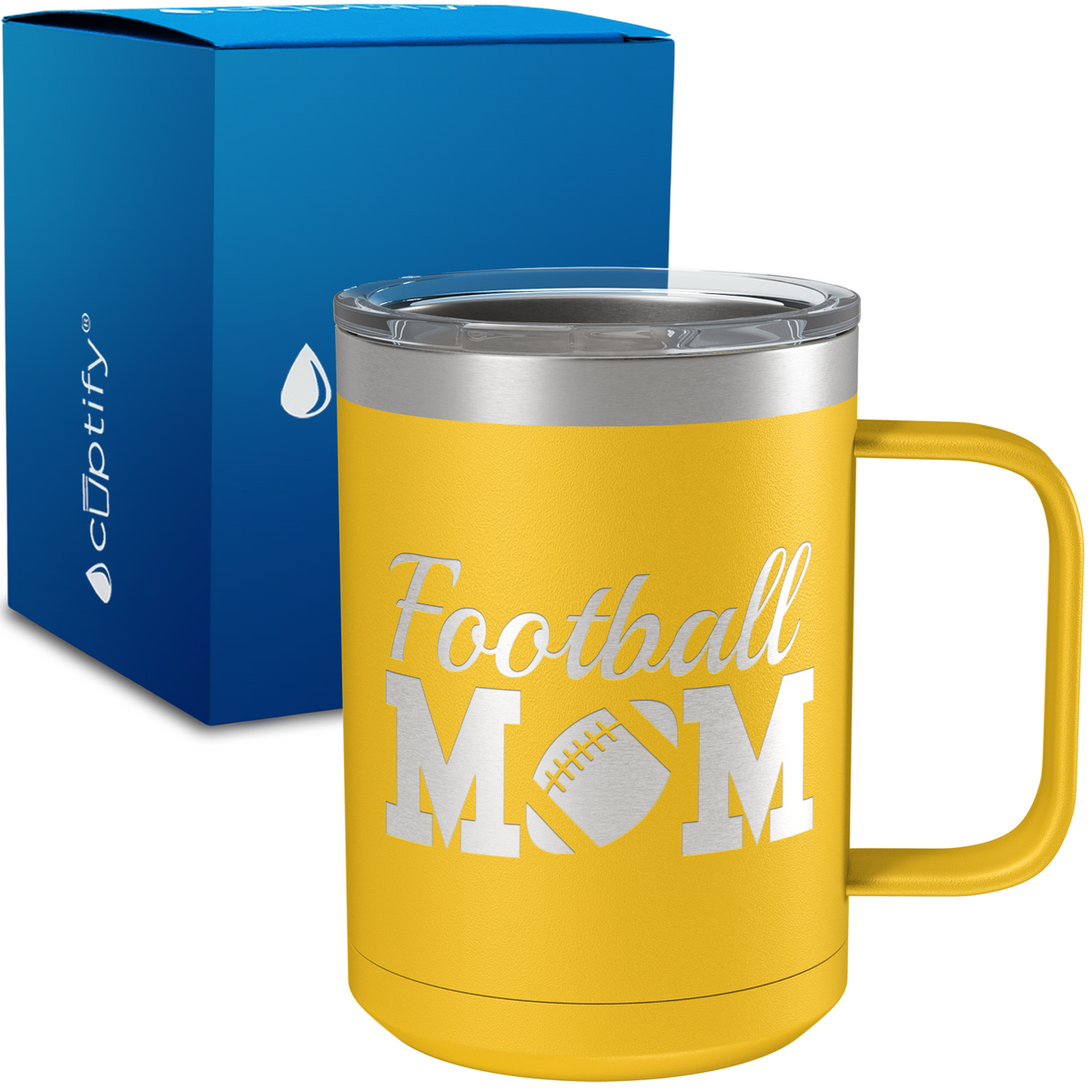 Football Mom 15oz Stainless Steel Mug
