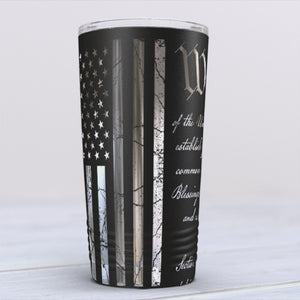 Police We the People Distressed Flag Engraved Wrap 20oz Black Tumbler
