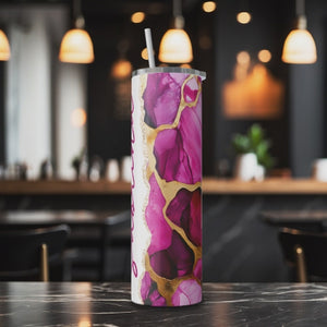 Personalized Golden Veins in Amethyst Dreams 20oz Skinny Tumbler