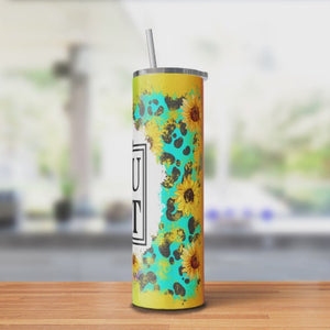 Aunt Rainbow Leopard Sunflowers 20oz Skinny Tumbler