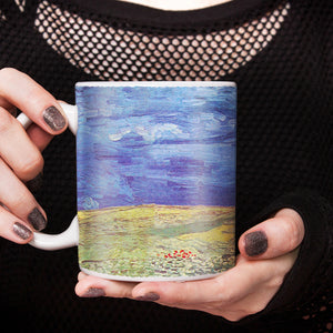 Van Gogh Wheatfield Under Clouded Sky 11oz Ceramic Coffee Mug