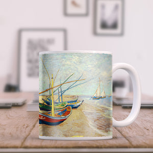 Van Gogh Fishing Boats on the Beach at Les Saintes Maries de la Mer 1888 11oz Ceramic Coffee Mug