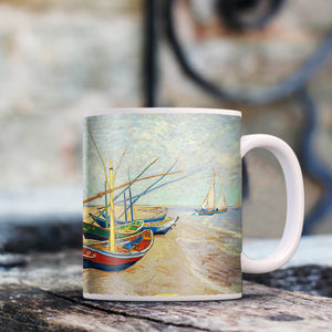 Van Gogh Fishing Boats on the Beach at Les Saintes Maries de la Mer 1888 11oz Ceramic Coffee Mug