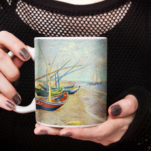 Van Gogh Fishing Boats on the Beach at Les Saintes Maries de la Mer 1888 11oz Ceramic Coffee Mug