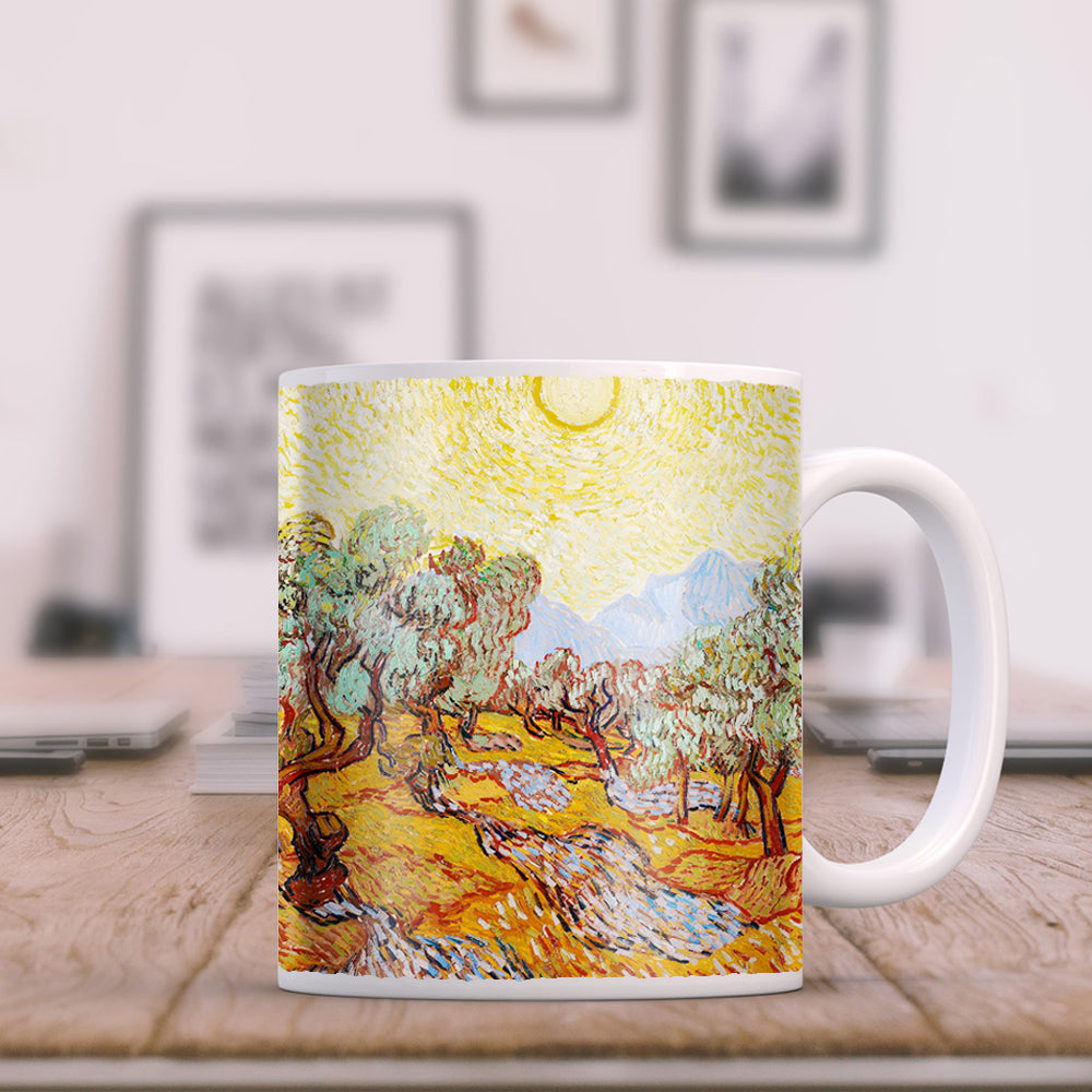 Van Gogh Olive Trees with Yellow Sky and Sun 1889 11oz Ceramic Coffee Mug