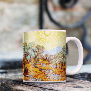 Van Gogh Olive Trees with Yellow Sky and Sun 1889 11oz Ceramic Coffee Mug