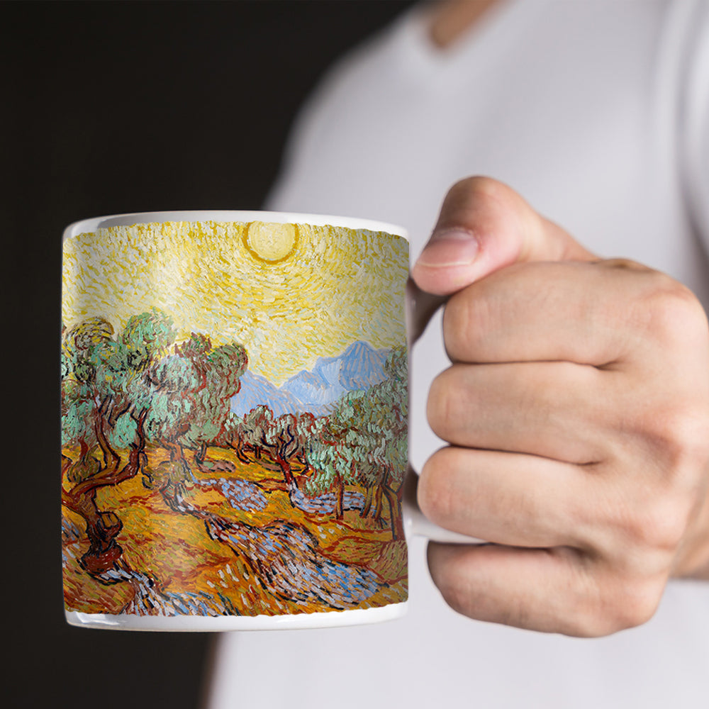 Van Gogh Olive Trees with Yellow Sky and Sun 1889 11oz Ceramic Coffee Mug