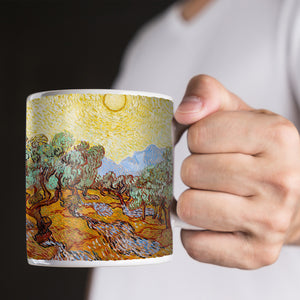 Van Gogh Olive Trees with Yellow Sky and Sun 1889 11oz Ceramic Coffee Mug