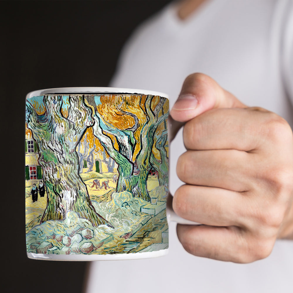 Van Gogh Road Works at Saint-Remy 1889 11oz Ceramic Coffee Mug