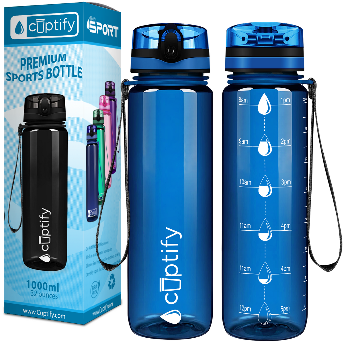 Cuptify Blue 32 oz Water Bottle