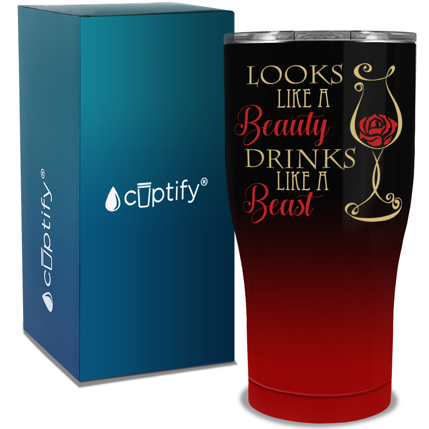 Looks Like a Beauty Drinks Like a Beast on 30oz Curve Tumbler