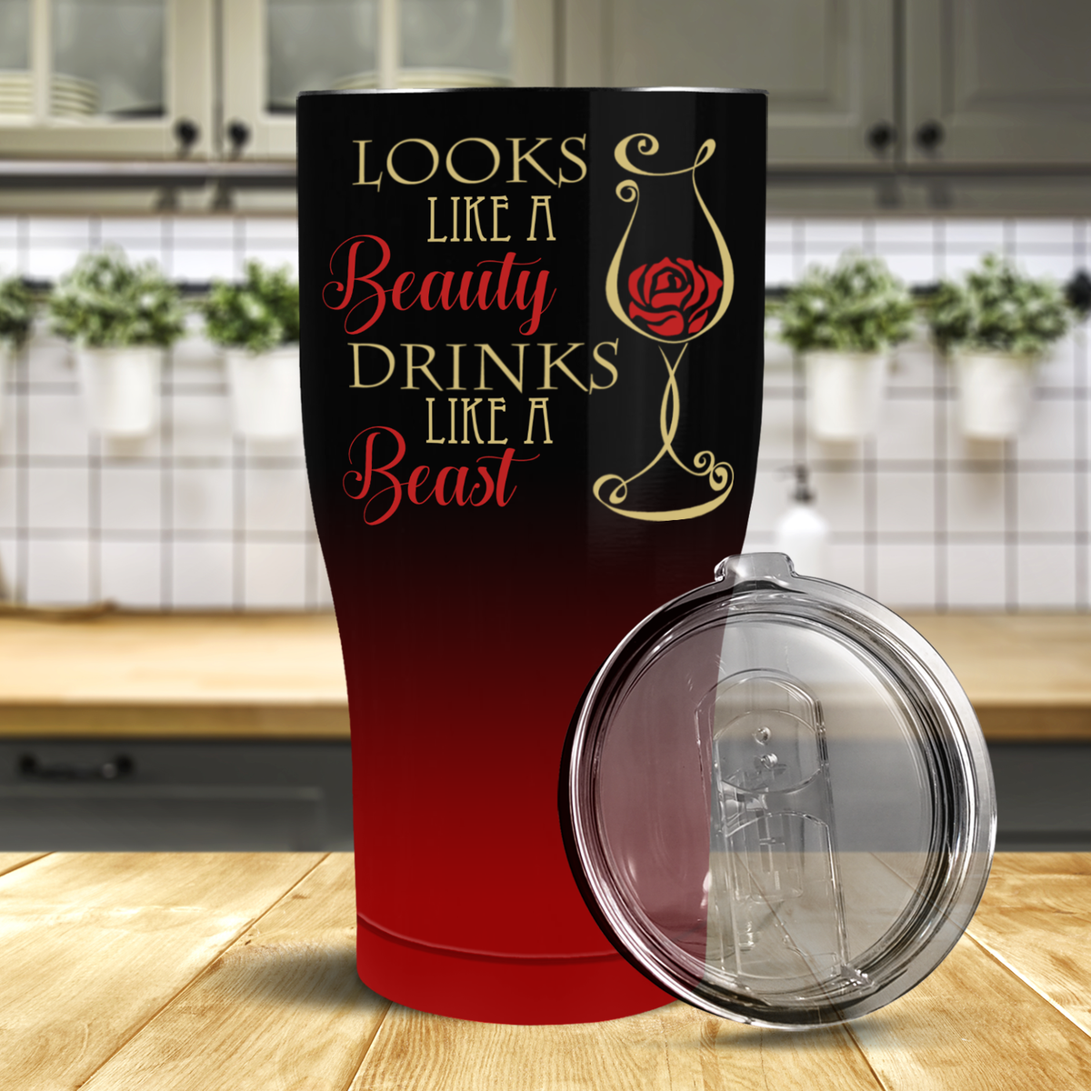 Looks Like a Beauty Drinks Like a Beast on 30oz Curve Tumbler