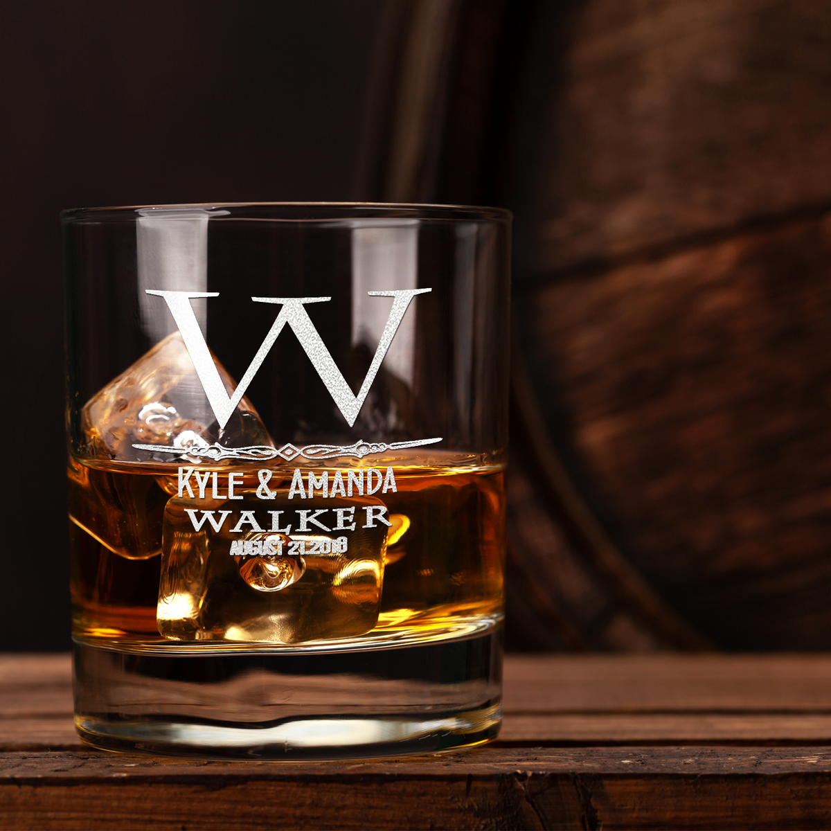 Personalized Classic Monogram Initial Date 16 oz Glass Can