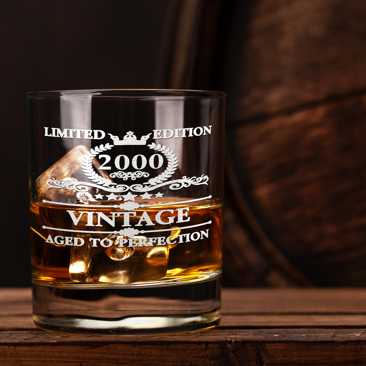 21st Birthday Vintage 21 Years Old Established 2000 Laser Engraved 10.25oz Old Fashion Glass