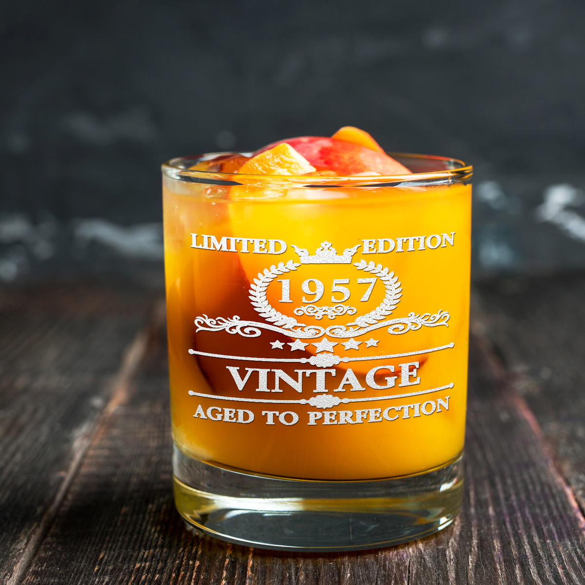 64th Birthday Vintage 64 Years Old Established 1957 Laser Engraved 10.25oz Old Fashion Glass