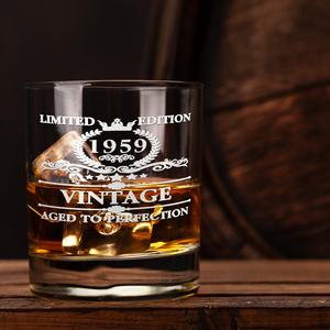 62nd Birthday Vintage 62 Years Old Established 1959 Laser Engraved 10.25oz Old Fashion Glass