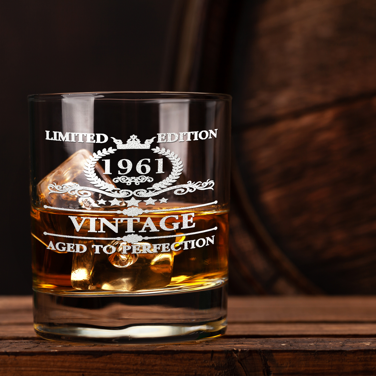 60th Birthday Vintage 60 Years Old Established 1961 Laser Engraved 10.25oz Old Fashion Glass