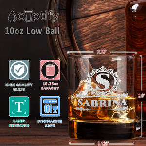 Personalized Ultramodern Monogram Laser Engraved on 10.25 oz Rocks Old Fashion Glass