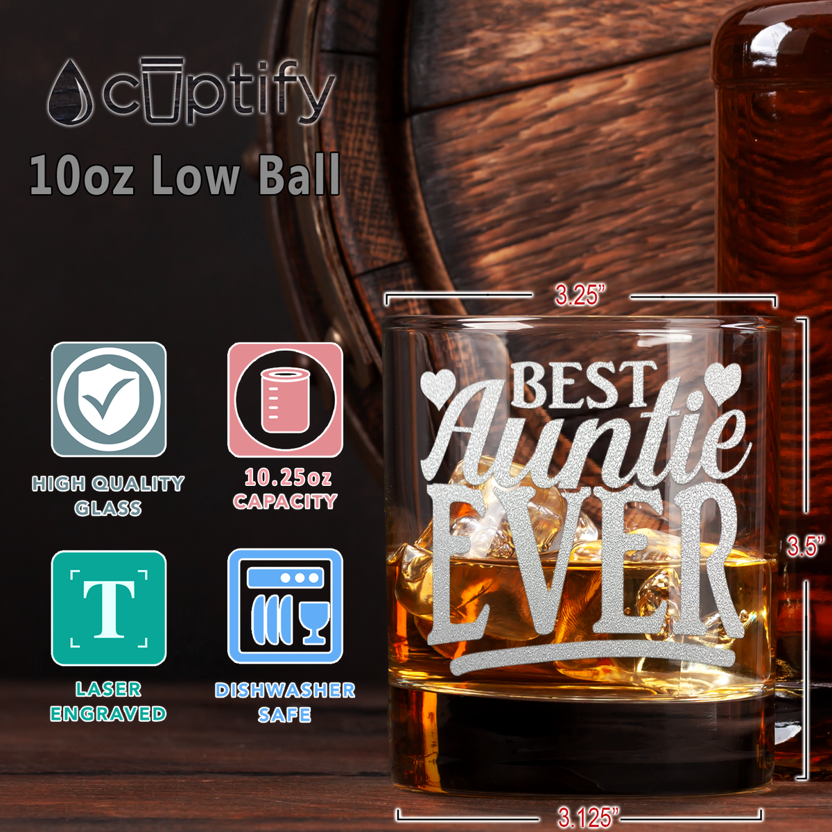 Best Auntie Ever Old Fashion Glass