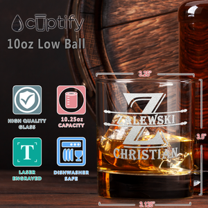 Personalized Initial Block Surname 16 oz Glass Can