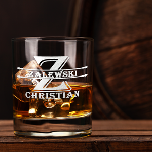 Personalized Initial Block Surname 16 oz Glass Can