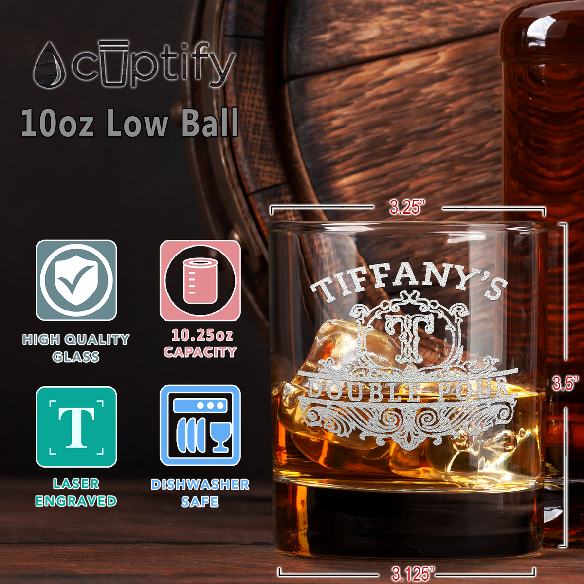 Personalized Double Pour Name and Initial 16 oz Glass Can