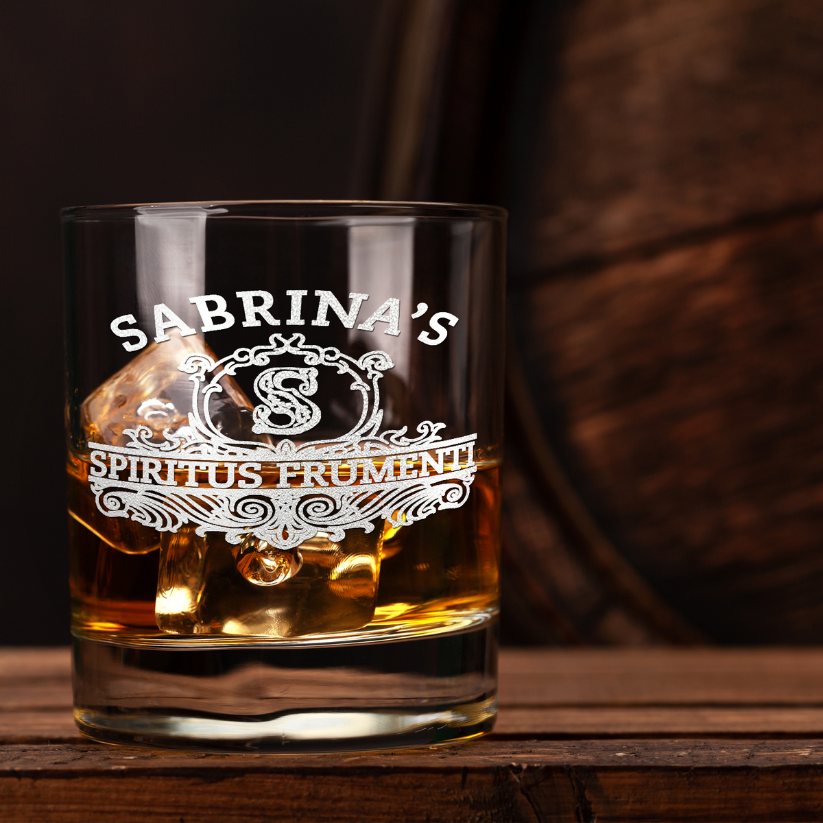 Personalized Spiritus Frumenti Name and Initial 16 oz Glass Can