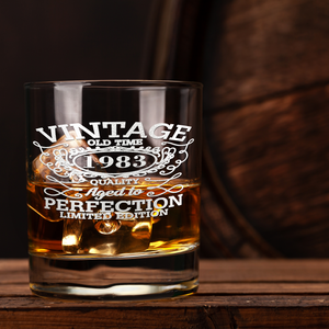 38th Birthday Vintage 38 Years Old Time 1983 Quality Laser Engraved 10.25oz Old Fashion Glass