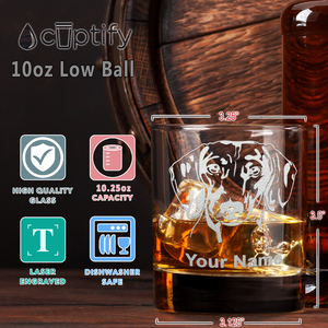 Personalized Dachshund Head Etched on 10.25oz Old Fashion Glass