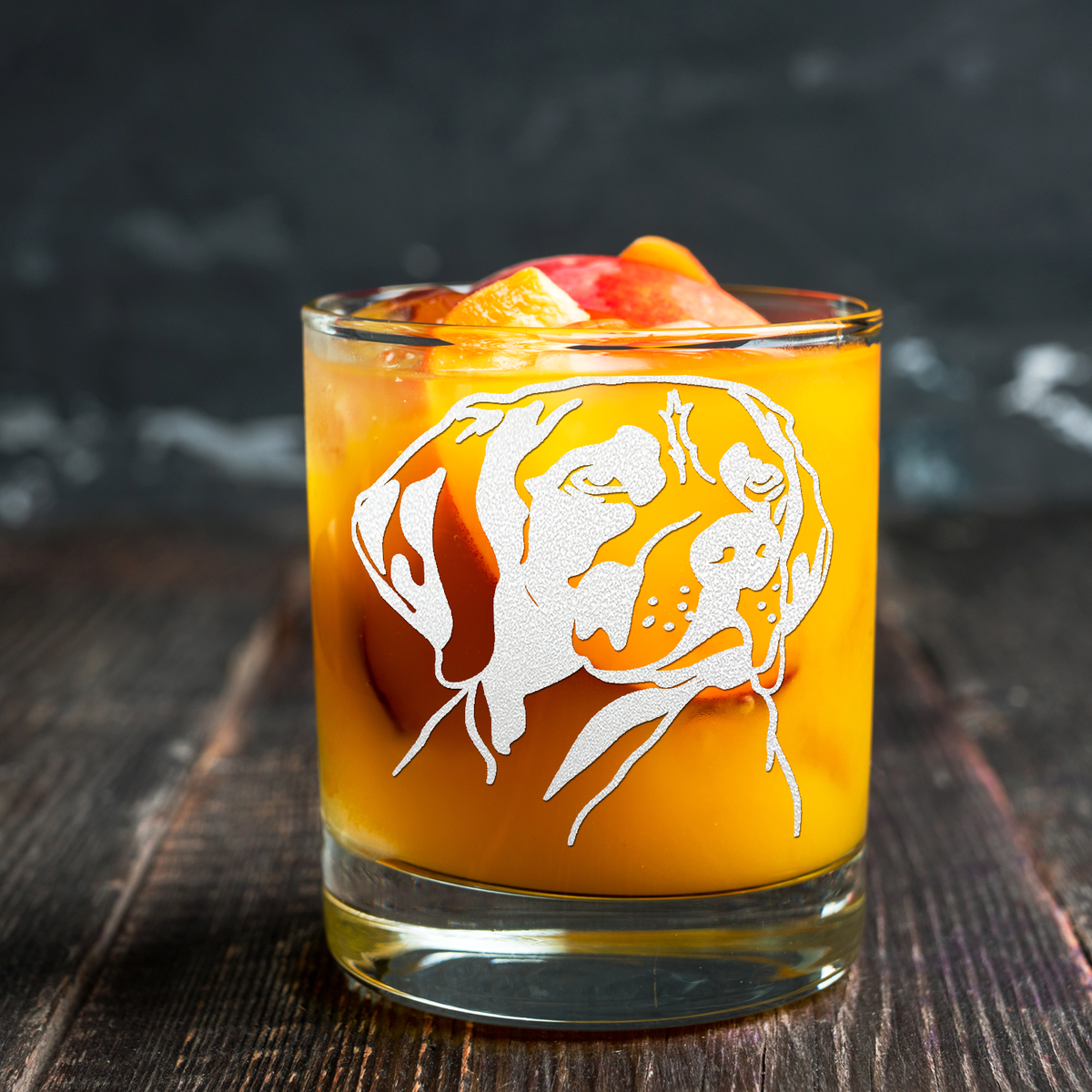 German Shorthaired Pointer Head Etched on 10.25oz Old Fashion Glass