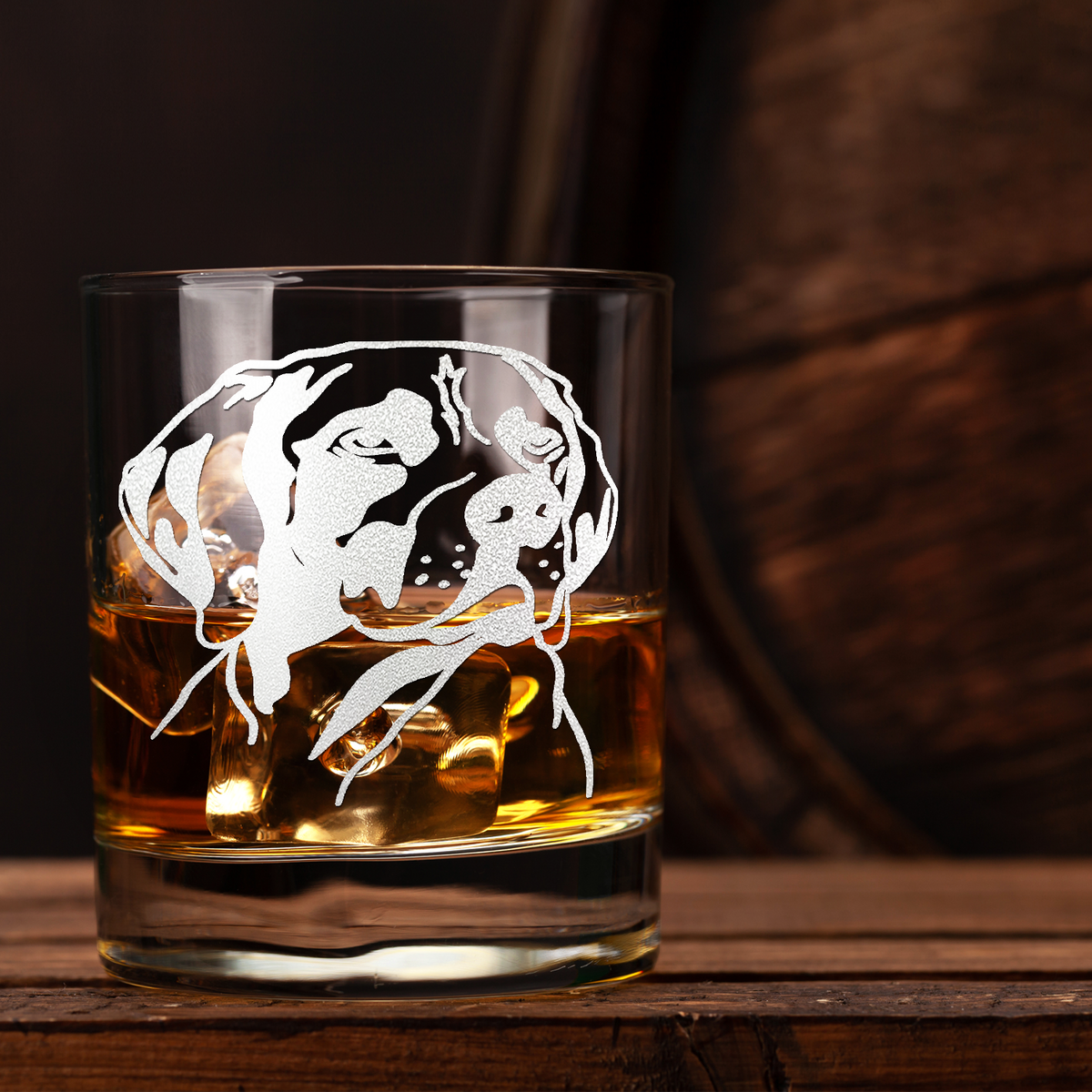 German Shorthaired Pointer Head Etched on 10.25oz Old Fashion Glass