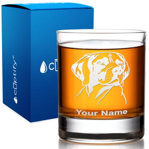 Personalized German Shorthaired Pointer Head Etched on 10.25oz Old Fashion Glass
